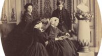 Photograph of Queen Victoria in black mourning dress and widow’s cap, 1862.