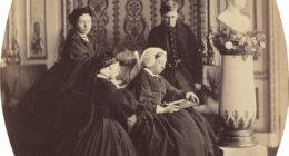 Photograph of Queen Victoria in black mourning dress and widow’s cap, 1862.